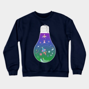 Galaxy space rocket planet light bulb - Kawaii Crewneck Sweatshirt